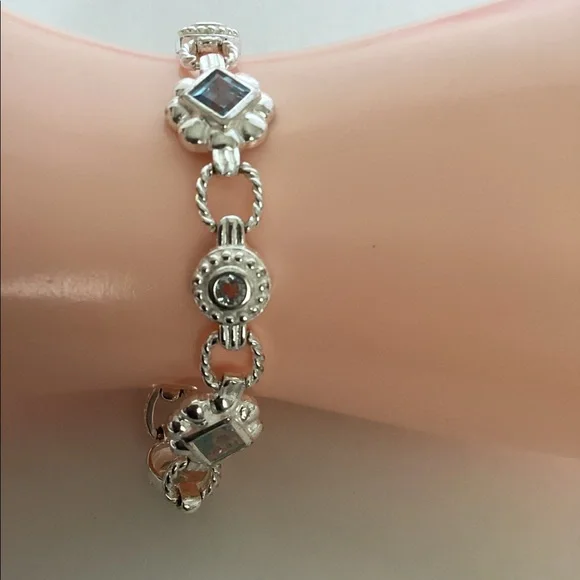 STERLING BYZANTINE TOPAZ BRACELET - Picture 1 of 9